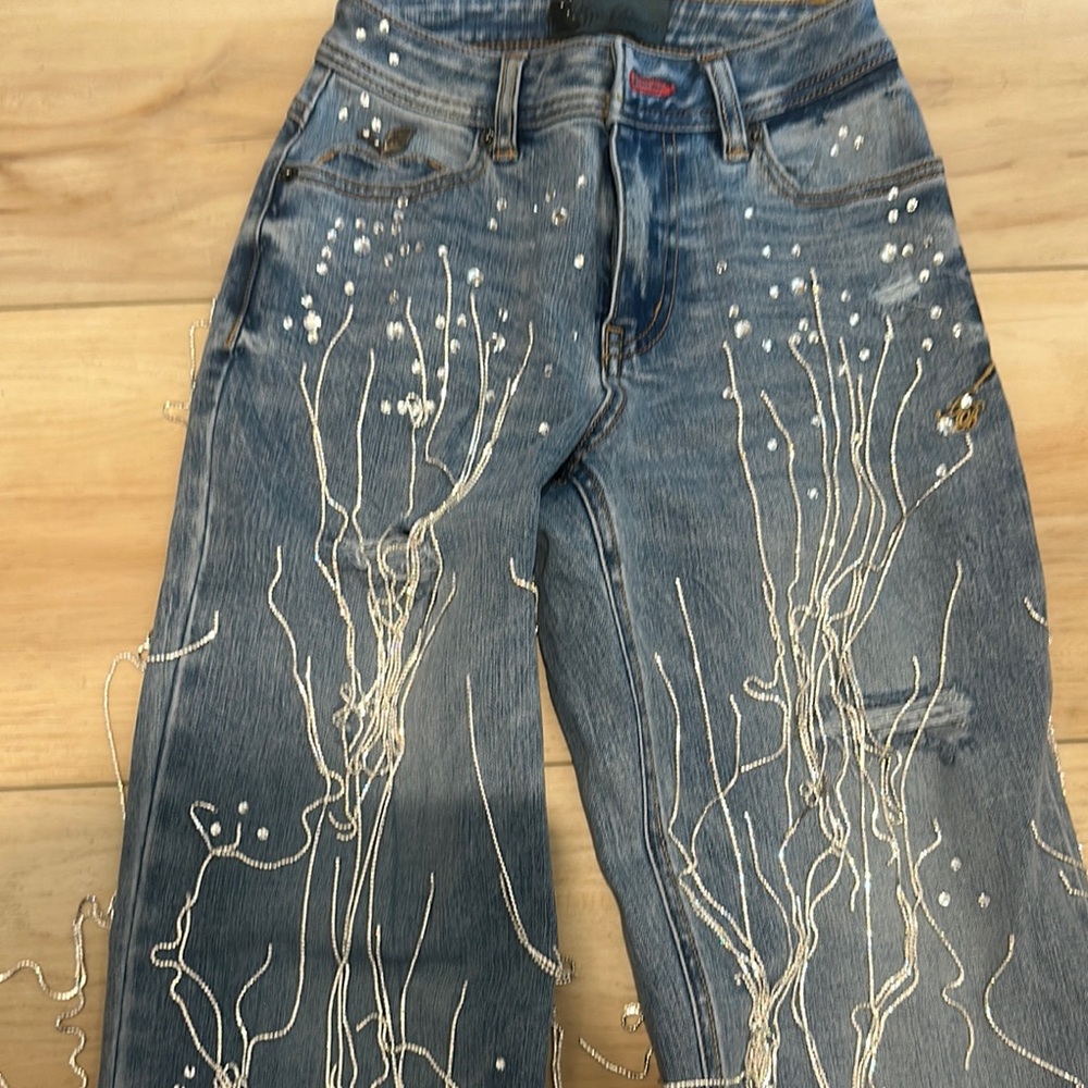 Stylish Blue Embellished Jeans